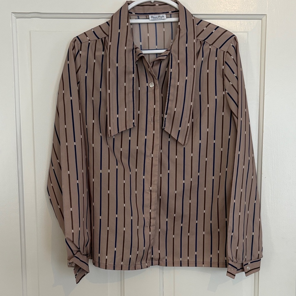 Vintage 80s Deer Park‎ Silk Blouse Office Power Move
